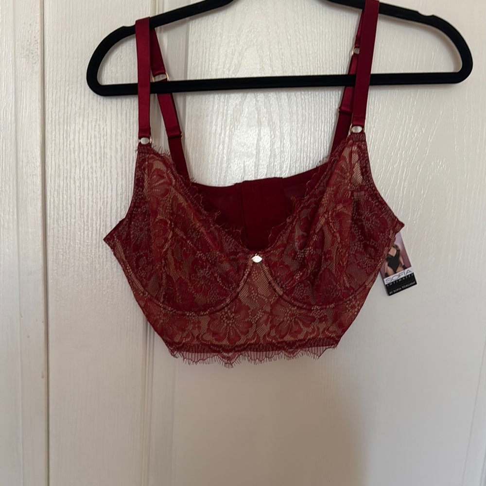 Elegant Lace Bralette in Red by Sofia Vergara